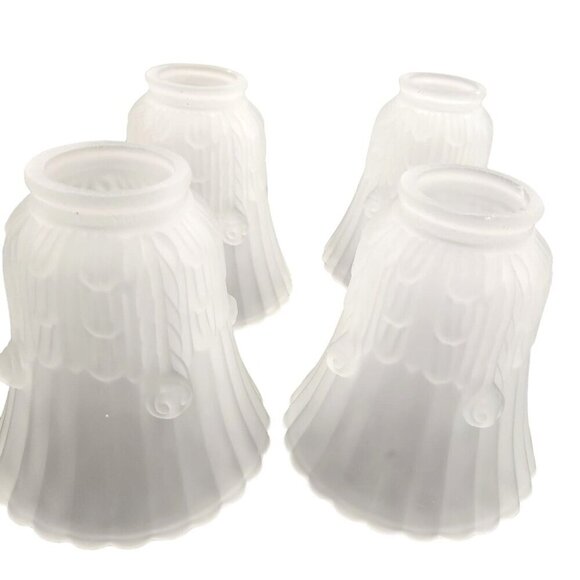 Lamp Bulb Cover, vintage frosted glass ruffled lamp shade replacement light shad - Picture 7 of 12